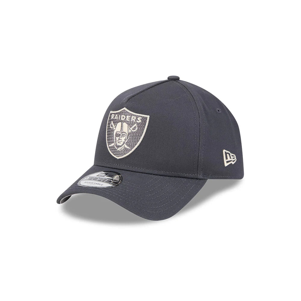 Las Vegas Raiders Hat - Graphite Grey Earth Tonal Chainstitch 9Forty A-Frame NFL Snapback Cap - New Era